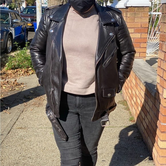 Blk dnm leather biker - Picture 2 of 10